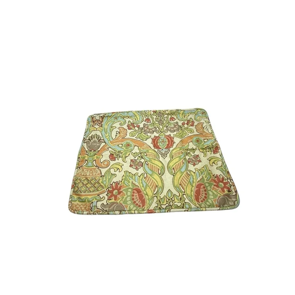 Pottery Barn‎ Jacobean Floral Linen Cotton Standard Pillow Sham Green Rust Blue